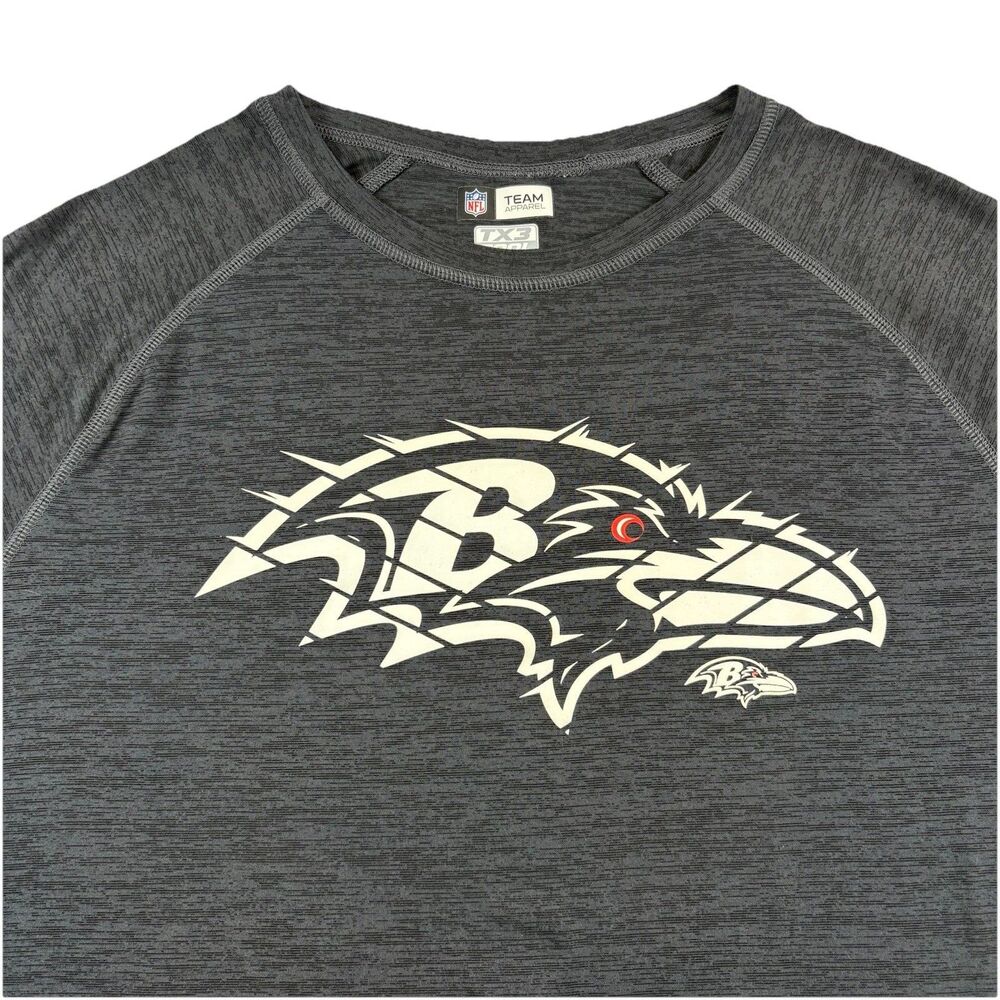 Baltimore Ravens NFL Performance T Shirt Mens L Heather Gray TX3 Cool NWOT
